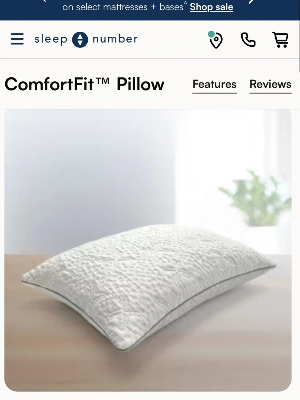 NEW SLEEP NUMBER COMFORT FIT CONFORFIT KING CLASSIC PILLOW & STORAGE BAG